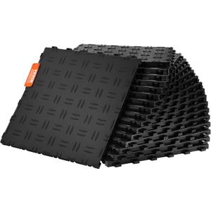 VEVOR Garage Floor Tiles 12 x 12 x 0.53 inch, Interlocking Design Ease of Installation Double-Sided Texture Non-Slip Sturdiness, for Garages, Basements, Repair Shops, Black, 25 Pack