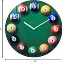 Billiards Pool Ball Wall Clock-Glass Pool Table Wall Clock for Billiards Room,Pool Room,Bar,Gift(12 Inch)