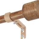 1” Diameter Curtain Rods Itself is 30 to 144 inch 1 Pack Fit 30-142 inch, 66 to 120 inch Window with Heavy Duty Adjustable Rod Matte Wood Grain Splicing Metal Extra Long Curtain Rod for Windows