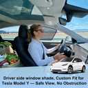 ZATOOTO Tesla Model Y Juniper 2020-2026 Front Window Shade for Driver Passenger Clear High-Clarity Static Cling Car Window Shades | No Color Distortion | Day Night Safe Driving | Come with Storage Bag
