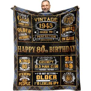 80th Birthday Gifts for Men, 80 Year Old Man Gifts, Birthday Gifts for 80-Year-Old Man, 1945 Birthday Gift for Men Blanket 60" x 50"