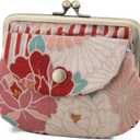 Vintage Floral Kiss Lock Coin Change Wallet Purses (Retro Flower - Red) / Made in Japan Pouch for Women