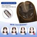 WORLDSTAR Hair Topper for Women Real Human Hair With Swiss Base Hairpieces Hand-stitched, No Bangs,55g,6 * 7 Inch Base,12 Inch #4 Medium Brown with Top Extension for Thinning Hair (tp#4-12)