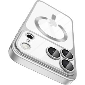 Silver for iPhone 17 Pro Max Case Clear Compatible with MagSafe | Magnetic Slim Cover Phone Case, Scrachproof Camera Control Button & Lens Protector, Non-Yellowing Matte Shockproof Plated TPU