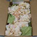 mizii 4Pcs Beige Artificial Hydrangea Flowers Large Fake Silk Hydrangea Flower with Leaves Stems Realistic Faux Hydrangeas Decorations for Wedding Table Centerpieces Vase Home Decor (Beige)