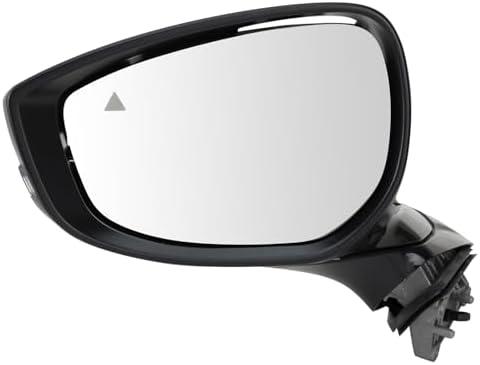 TRQ Driver Side Power Heated Mirror Smooth Black Manual Fold Paint to Match Compatible with 2019-2021 Mazda 3 MA1320237