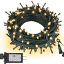 Connectable Christmas String Lights 66FT 200 LED 8 Modes with Timer Decorative String Lights for Xmas Tree Patio Party Warm White (Warm White Dark Green Wire)