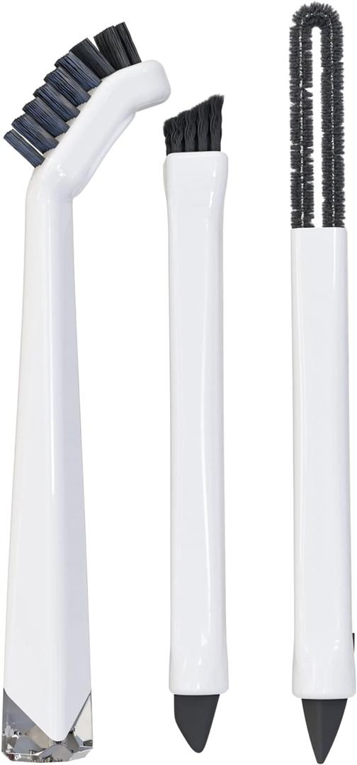Small Cleaning Brush Set 3pcsCrevice Brushes for CleaningScrub Brushes Set with Silicone Tipped Scrub BrushStiff Handle Miniature Cleaning Brush for Kitchen Uensils, Tight Spaces, Tub, Shower