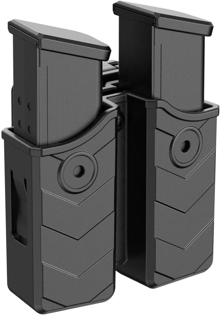 Universal Double Magazine Pouch - Dual Stack Mag Holster with Adjustable Retention for Glock, Sig Sauer, S&W, Beretta, Browning, Taurus, H&K, Springfield, Ruger Pistol Mags