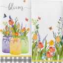 Tulip Bloom Flowers Seasonal Spring Summer Kitchen Towels,Tulip Decor Dish Towels Drying Cloth Hand Towels for Farmhouse Kitchen Bathroom,16x24 Inches Set of 2.(023)