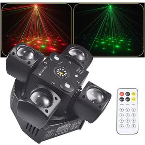 Moving Head DJ Light with Remote Control 4 Arms RGBW Home Party Disco Light with Sound Active DMX Strobe Beam Lighting for Halloween Christmas