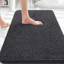 OLANLY Memory Foam Bath Mat 30x20, Super Soft Absorbent Bathroom Rugs, Quick Dry, Machine Washable Shower Floor Rugs, Bathmat Carpet, Bathroom Home Decor Accessories, Blackish 