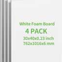 4 Pack Foam Board 30"x40", 0.23 Inch Thickness Poster Board, Double-Sided Acid-Free Foam Core Board, Large Lightweight Polystyrene Board for Painting, Display, Craft & School Projects, White