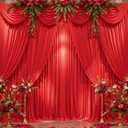 50ft x 10ft Wrinkle Free Red Wedding Backdrop Curtains for Party Bridal Shower Reception Decorations Red Fabric Curtain Backdrops Drapes for Photography Baby Shower Birthday Background