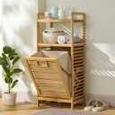 Laundry Hamper with 2-Tier Shelves & Tilt Out Basket, Laundry Baskets Organizer Hampers Bathroom Storage Shelf for Laundry Room, Bathroom, Nursery, Bedroom(2 Tier -Small)