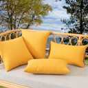Kevin Textile Outdoor Waterproof Lumbar Pillow Covers 14x24 Inch Pack of 2 Checkered Decorative Rectangle Cushion Throw Pillowcases Shell for Patio Tent Garden Couch Bed Sofa Sunflower Yellow