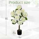 Hollyone 3FT White Hydrangea Artificial Flowers Tree Large Real Touch Faux Silk Hydrangea Plants Potted Fake Flower in Black Pot for Home Indoor Outdoor Front Porch Garden Entrance Living Room Decor
