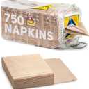 (750-Pack) Brown Napkins - Bulk Unbleached, Natural & Rustic Kraft Paper Napkins - Eco-Conscious Disposable Kitchen Tissue Supplies for Home, Parties, Restaurant, BBQ - 12x12 Unfolded