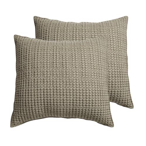 Levtex Home - Mills Waffle - Euro Sham (Set of Two) - Taupe - Sham Size (26x26in.), No Insert