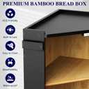 Corner Bread Box for Kitchen Countertop, Bamboo Wood Black Breadbox with Large Capacity Double Layer, Bread Box for Homemade Bread, Easy Assembly and Versatile Kitchen Bread Storage (No clip included)