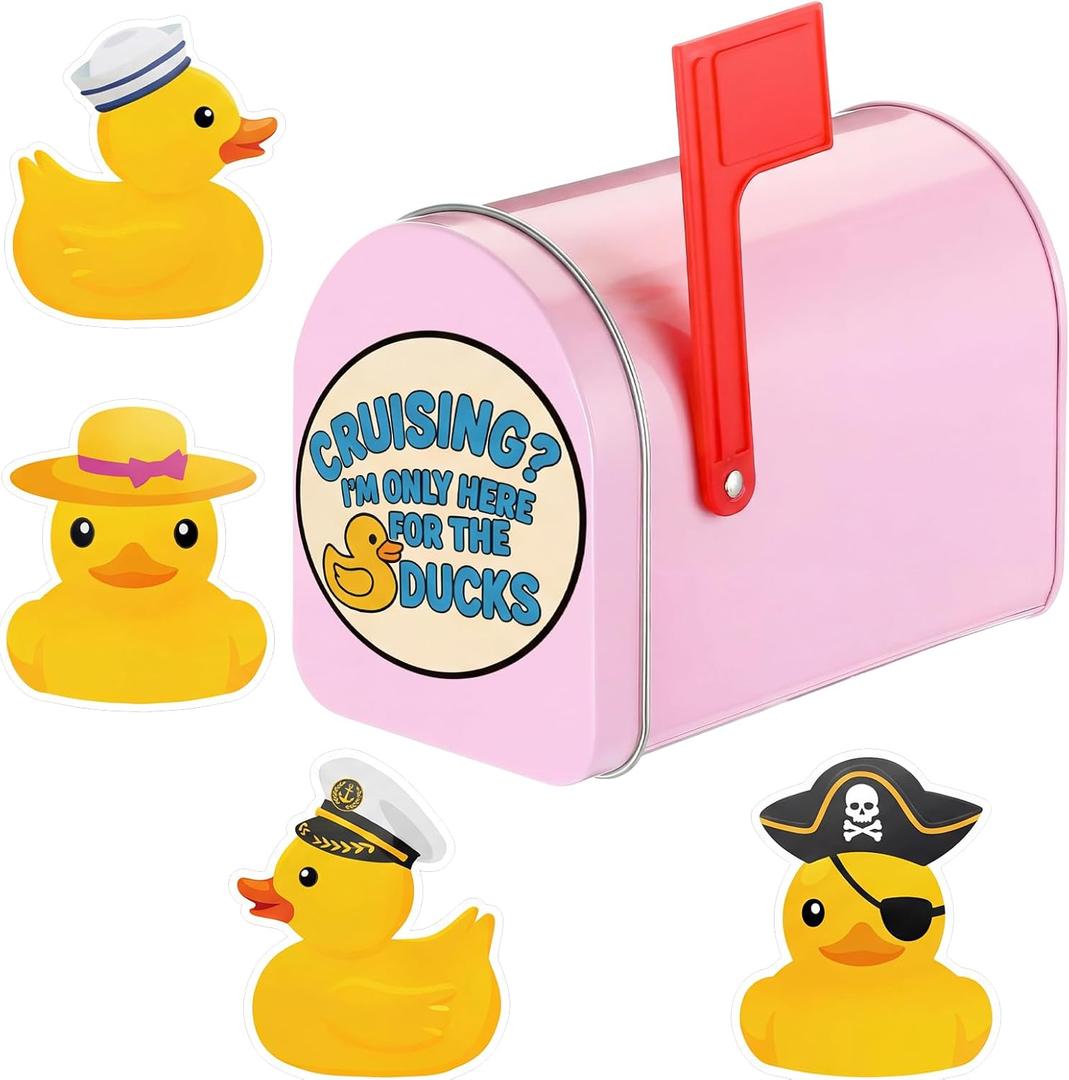 Metal Duck Mailbox for Cruise Door 5'' x 3'' Magnetic Mini Mailbox for Cruising Exchange Gift Mail Box Magnetic Cruise Door Decor Fun Gift for Duck Hunters Cruising Fans(Pink)