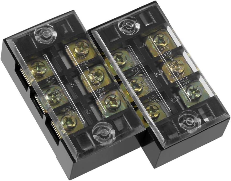 uxcell 2 Pcs Dual Rows 3 Positions 600V 25A Cable Barrier Block Terminal Strip TB-2503L