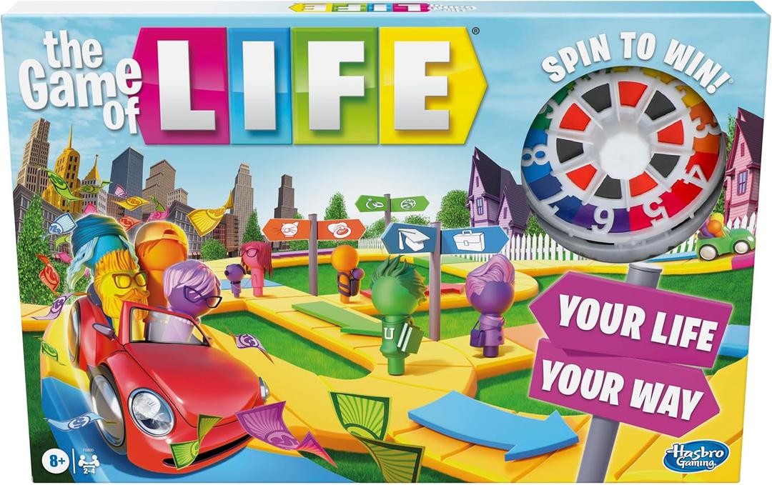 The Game of Life Board Game, Family Games for Kids Ages 8 and Up, Pegs Come in 6 Colors, Family Board Games for 2 to 4 Players