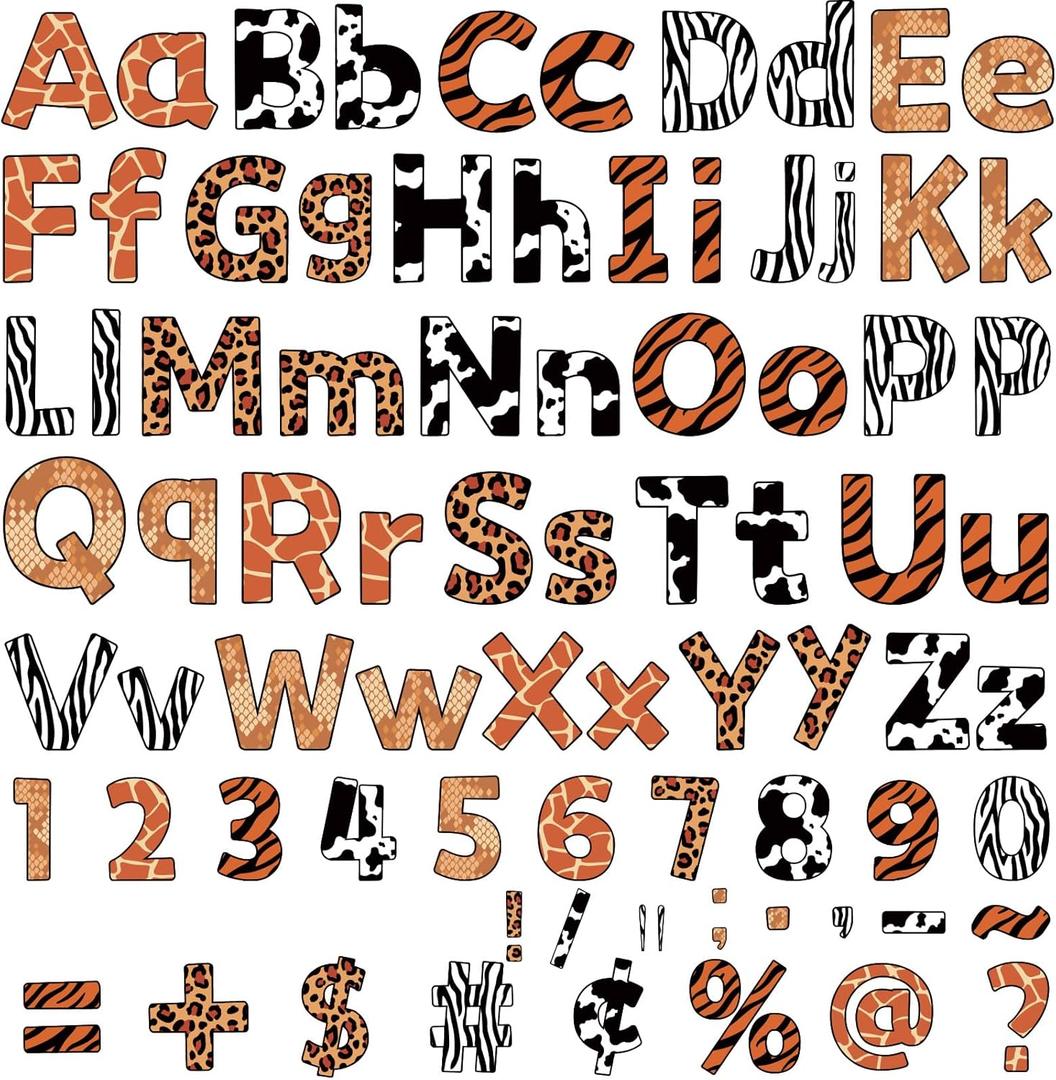 266 Pcs Letters Combo Pack Set Bulletin Board Letters Animal Prints Letters and Number Accents Bulletin Board Display Home School Decor