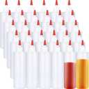 Yaomiao 30 Pack 16 oz Plastic Squeeze Bottles for Condiments Sauces Empty Leak Proof Squeeze Bottles Squirt Containers with Red Tip Cap for Ketchup, Condiments, Olive Oil, Glue
