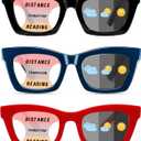 Hubeye Oprah Style Reading Glasses for Women Men Blue Light Blocking Computer Square Readers with Spring Hinge (Black+red+blue), Magnification Strength: 3.0 Diopters