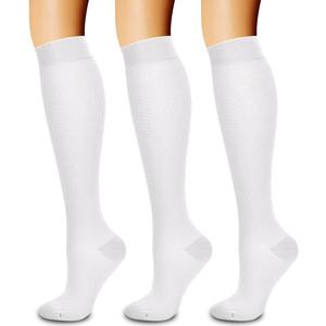 Laite Hebe 3 Pack Medical Compression Sock-Compression Sock For Women and Men Circulation -Best for Running,Nursing,Athletic Sports (Small-Medium, 04-white)