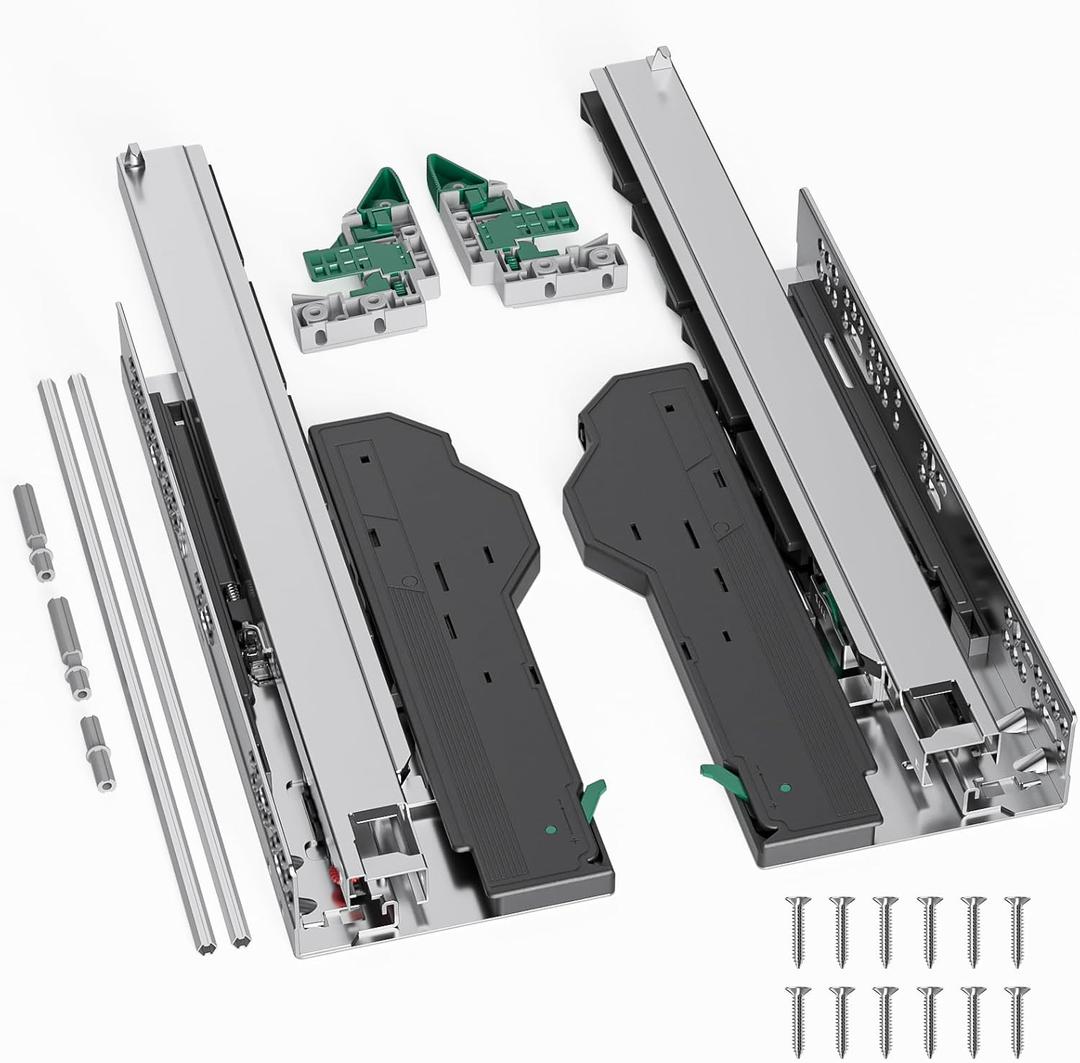 12 Inch Soft Close Drawer Slides, Push-to-Open Undermount Drawer Rails for Kitchen Cabinets, Closets & Entertainment Center Drawers, Heavy Duty 100lb Full Extension Glides (1 Pair) (12 Inch)