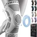 NEENCA Hinged Knee Brace Adjustable Knee Brace with Compression Knee Pack with Open Patella for Knee Pain Relief, Joint Pain Relief, Injury Recovery HX056 (XXL, Grey)