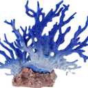 Semetall Artificial Coral Ornament - Resin Aquarium Decor for Fish Tank, Blue and White Coral Reef