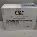 KIRE 210Pcs Clear Pink Plastic Plates with Gold Rim - Disposable Pink Plates & Silverware & Pink Cups & Hand Napkin - Plum Colored Plastic Dinnerware for Upscale Wedding/Valentine's Day