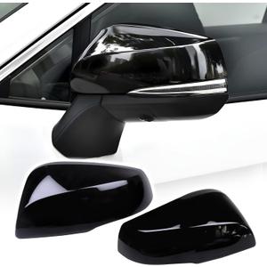 Side Rear View Mirror Cover Exterior Accessories Rearview Wing Mirror Caps Cover Compatible With RAV4 2019 2020 2021 2022 2023 2024 2025 NOT for LE, Hybrid LE Glossy Black