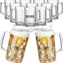 Mifoci 30 Pcs Plastic Beer Mug with Handles 16 oz Acrylic Beer Stein Bulk Oktoberfest Clear Glasses Drinking Cups for Bar Cocktail Juice Alcohol Soda Party, Dishwasher Safe