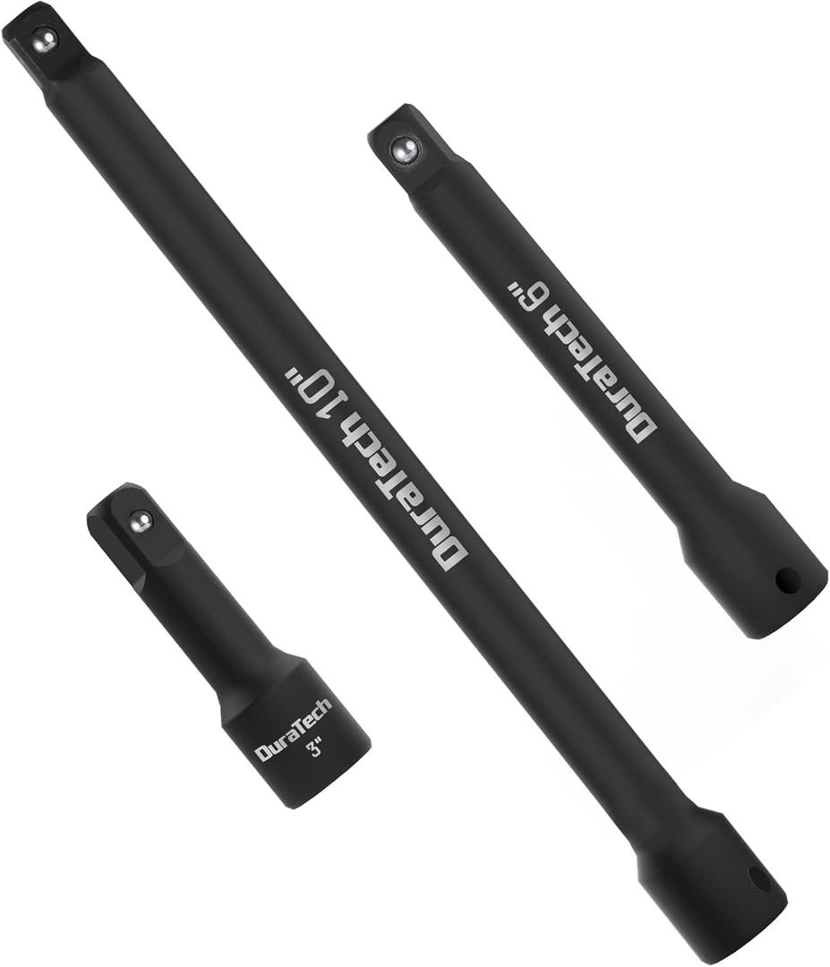 DURATECH 1/2" Drive Impact Extension Bar Set, 3-Piece Socket Extensions, 3, 6 and 10 Length, Premium CR-V Steel