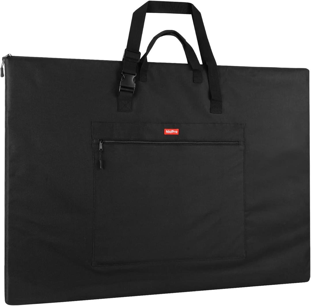 Nicpro Light Weight Art Portfolio Bag, 20 x 26 Inches Waterproof Art Portfolio Case with Shoulder & Handle Carry, for Artwork, Poster, Sketch Drawing, Canvas, Photography, Solar Panel Storage, Black