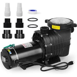 2HP 6825GPH 110/220V Dual Voltage Inground/Above Ground Swimming Self Primming Pool Pump with Strainer Basket, 1.5" and 2"Pipe Fitting