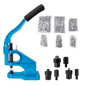 Grommet Press Rivet Press for Leather Blue Heavy Duty Grommet Tool 3 Dies (#0#2#4) for Eyelets and Rivets Includes 1500PCS Silver Grommets
