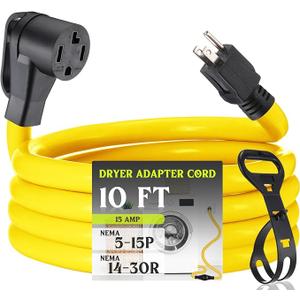 Kanayu 10 FT 5-15P to 14-30R 15Amp Dryer Adapter Cord Compatible Female Power Adapter 15 Amp 3 Prong Female Receptacle ONLY for 120V Device EV Power Cord
