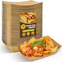 Ocmoiy 3lb Paper Food Trays, 50 Pack Disposable Nacho Trays, Heavy-Duty Kraft Paper Food Boats Holders Serving Basket Trays for Snack, BBQ Picnic Wedding Party