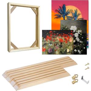 DIY Wood Canvas Frame Kit, Solid Wooden Stretcher Bars for Oil Paintings, Prints Canvas, Poster Frame for Stretching and Framing, Easy Assembly, Made in USA 12x20,1 Set