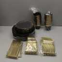 WELLIFE 300 PCS Black and Gold Dinnerware Set for 50 Guests, Disposable Plastic Plates for Party, Gold rimmed Plastic Dinner Plates, Salad Plates, Cups, Silverware Set for Party Supplies