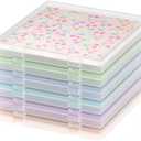 Scrapbook Paper Box Set 6 Pack, 12x12 Scrapbook Organizer with U-Shaped Lock, Stackable Clear Plastic Craft File Organizer for Cardstock and Scrapbooking Supplies