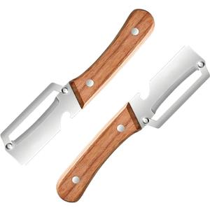 2PCS Multi-Functional Vegetable Peeler, Stainless Steel Ultra Sharp Blade with Wooden Handle, Fruit & Potato Peeler with Built-in Bottle Opener for Kitchen Use