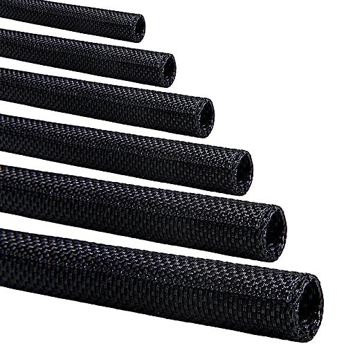 Split-Sleeve Wire Loom for High-Temperature Automotive Harness and Home Cable Management, 25ft - 3/4 inch Braided Cable Management Sleeve Cord Protector, Self-Wrapping Split Wire Loom