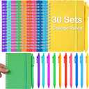 Fulmoon 30 Set Small Spiral Notebooks A6 with Pens Bulk, Multicolor 4" x 6" Pocket Notebooks Mini Lined Journals 50 Sheets for Back to School Supplies Students Rewards Office Gifts (Candy Brights)