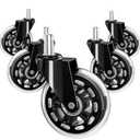 Office Chair Wheels Replacement Rubber Chair Casters for Hardwood Floors and Carpet, Set of 5, Heavy Duty Roller Blade Casters for Chairs Smooth & Silence Gliding Gaming Chair Wheels